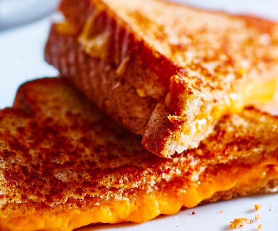 Golden grilled cheese sandwiches