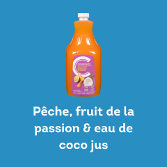 Pêche, fruit de la passion & eau de coco jus