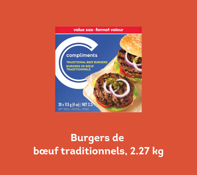 Burgers de bœuf traditionnels, 2.27 kg