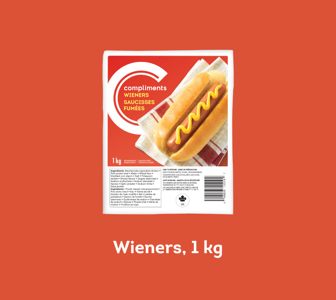 Package of value size Compliments Wieners